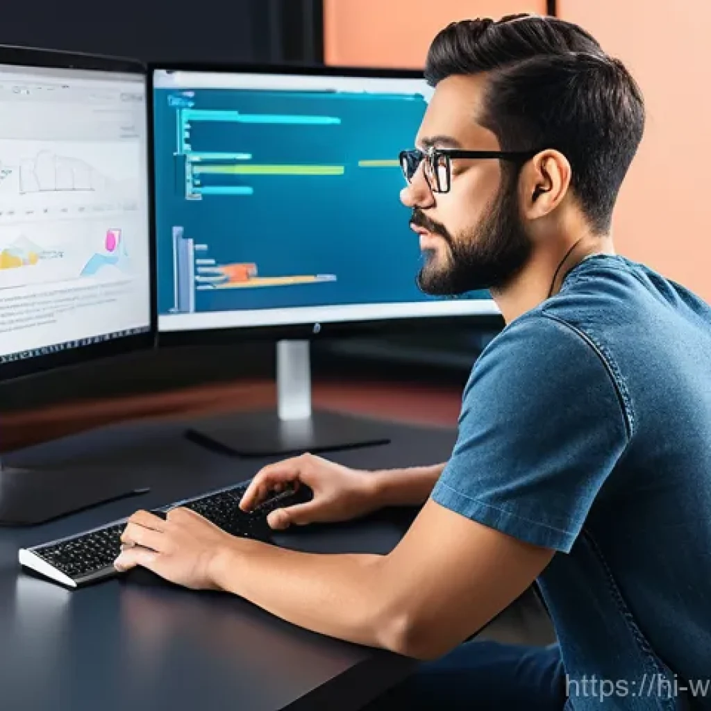 웹개발자 개발 언어 트렌드 - **Prompt 1: Frontend Frameworks & UI/UX Design**
"A vibrant, wide-angle shot of a diverse, casua...