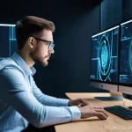 웹개발자 기술 트렌드 - **AI-Powered Collaborative Coding Session**
A diverse team of two web developers (one male, one ...