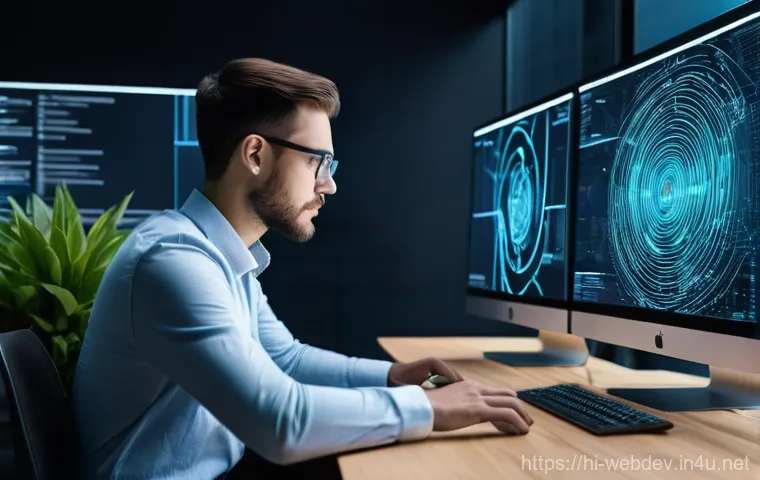 웹개발자 기술 트렌드 - **AI-Powered Collaborative Coding Session**
A diverse team of two web developers (one male, one ...