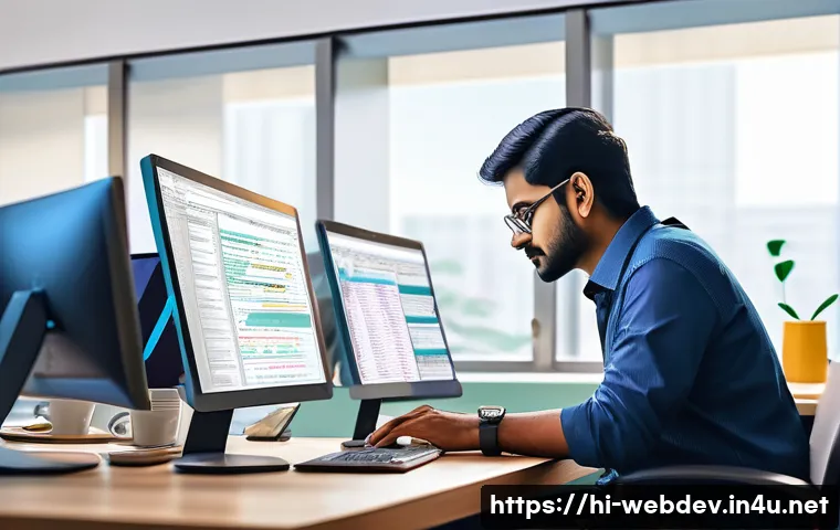 웹개발자 데이터베이스 관리 - A detailed digital illustration of an Indian software developer working on a relational database des...